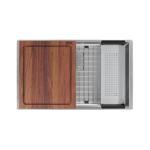 Franke Peak 28" x 17" Undermount Single-Bowl Workcenter Kitchen Sink, Stainless Steel - PKX11028-WKC (122.0672.202)