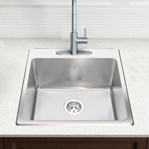 Franke Steel Queen 20-" x 20-1/2" Drop-in Single-Bowl Utility Sink, 3 Holes, Stainless Steel - QSLF2020-10-3 (101.0293.893)