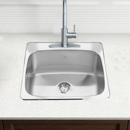 Franke Steel Queen 25-1/2" x 22" Drop-in Single-Bowl Utility Sink, 3Holes, Stainless Steel - QSL2225-12-3N (101.0651.325)