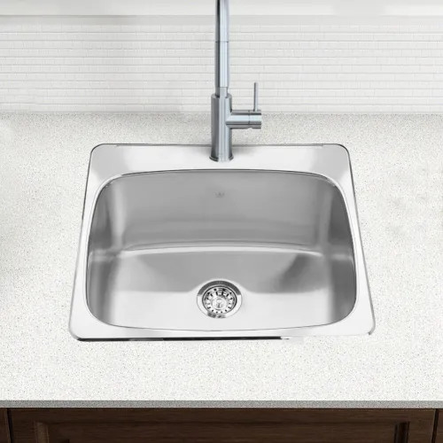 Franke Steel Queen 25-1/2" x 22" Drop-in Single-Bowl Utility Sink, Single Hole, Stainless Steel - QSL2225-12-1N (101.0651.324)