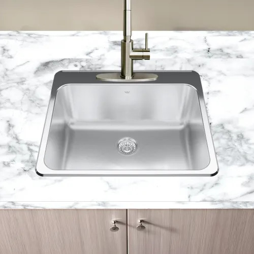 Franke Steel Queen 25" x 22" Single-Bowl Kitchen Sink, Drop-In, 3 Holes Stainless Steel - QSLA2225-10-3N (101.0620.259)