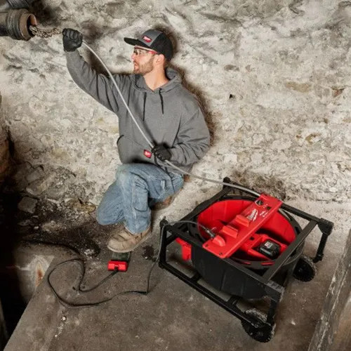 Milwaukee 5/16" x 75' M18 FUEL Cordless High Speed Chain Snake with Chain Knockers, Battery, Charger, and Hard Case for 1-1/2" - 4" Pipes - 2819-22