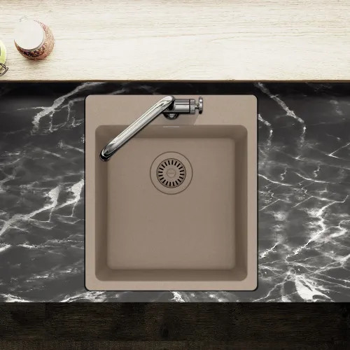 Franke Maris 17-5/16" x 19-11/16" Dual-Mount Single-Bowl Bar/Prep Sink, 3 Holes, Granite, Oyster - MAG61015-OYS (114.0687.061)