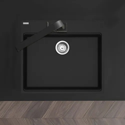 Franke Maris 25" x 22" Drop-in Single-Bowl Kitchen Sink w/ Basket Strainer, 5 Holes, Onyx - MAG61023ADA-ONY-S (114.0687.193)