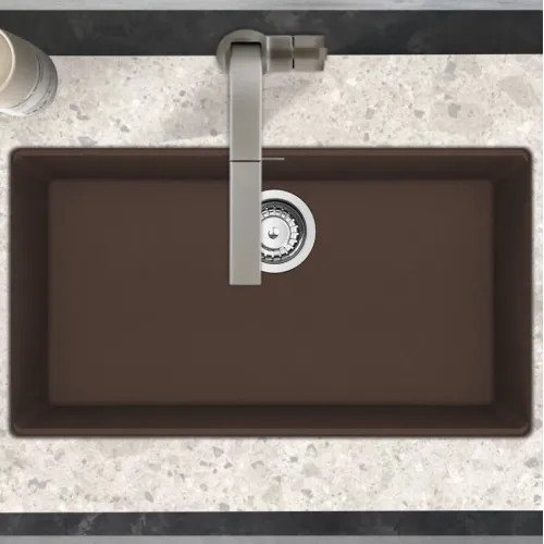 Franke Maris 30" x 19" Undermount Kitchen Sink w/ Basket Stainer, Granite, Mocha - MAG11028-MOC-S (125.0687.157)