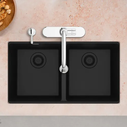 Franke Maris 31" x 18" Undermount Double-Bowl Kitchen Sink, Granite, Matte Black - MAG1201414-MBK (125.0687.065)