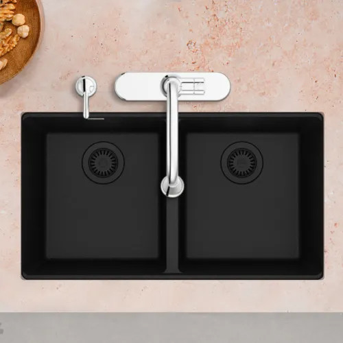 Franke Maris 31" x 18" Undermount Double-Bowl Kitchen Sink, Granite, Onyx - MAG1201414-ONY (125.0687.067)