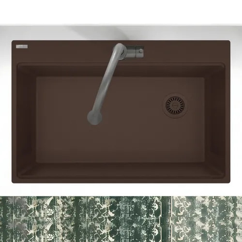 Franke Maris 33" x 22" Drop-in Single-Bowl Kitchen Sink, 6 Holes, Mocha - MAG61031OW-MOC (114.0637.138)
