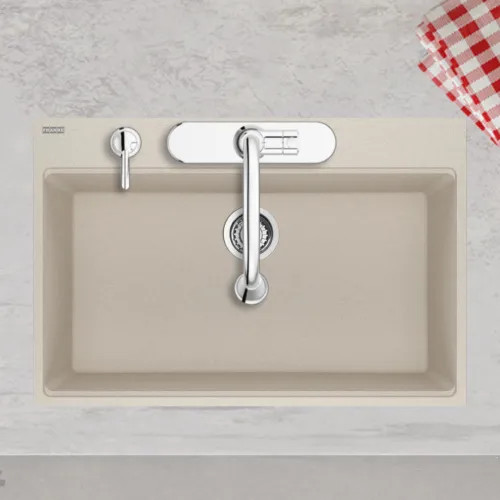 Franke Maris 33" x 22" Drop-in Single-Bowl Kitchen Sink w/ Basket Strainer, 5 Holes, Granite, Champagne - MAG61031-CHA-S (114.0687.113)