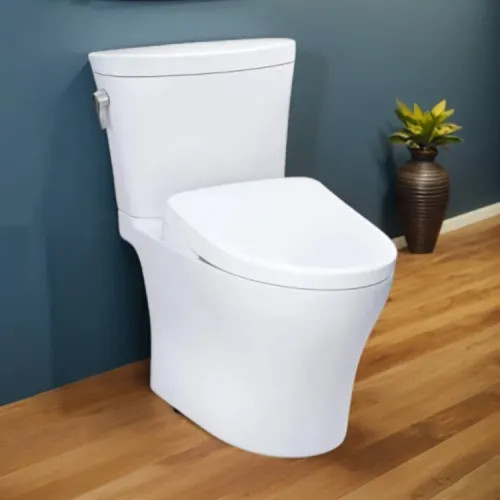 TOTO Aquia IV Arc Two-Piece Toilet w/ WASHLET  (S7A), Elongated, Universal Height, 1.28/0.9 GPF, Cotton White - MW4484736CEMFGN#01