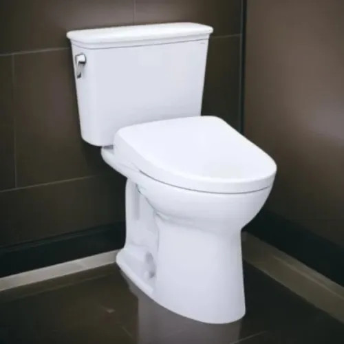 TOTO Drake Transitional Two-Piece Toilet w/ WASHLET  (S7), Auto-Flush, Elongated, Universal Height, 1.28 GPF, Cotton White - MW7864726CEGA#01