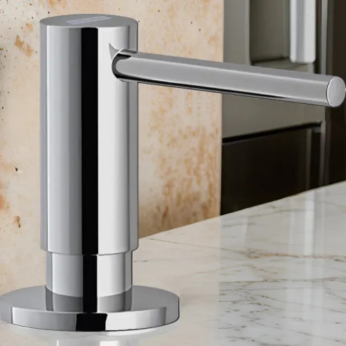 Franke Active 10oz Soap and Lotion Dispenser, Round, Deck Mount, Brass, Chrome - ACT-SD-CHR (119.0547.902)