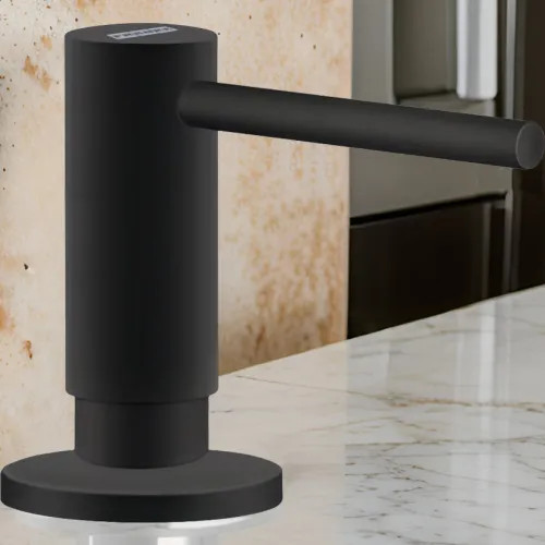Franke Active 10oz Soap and Lotion Dispenser, Round, Deck Mount, Brass, Matte Black - ACT-SD-MBK (119.0547.906)