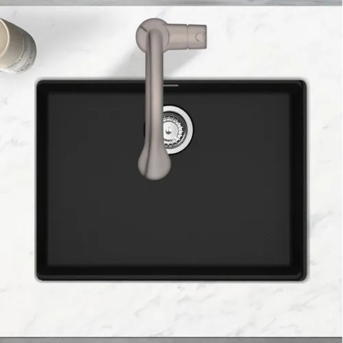 Franke Maris 25" x 19" Undermount Single-Bowl Kitchen Sink w/ Basket Strainer, Granite, Onyx - MAG11023-ONY-S (125.0687.172)