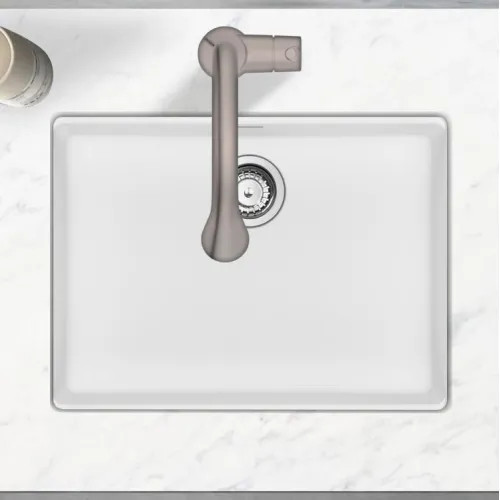 Franke Maris 25" x 19" Undermount Single-Bowl Kitchen Sink w/ Basket Strainer, Granite, Polar White - MAG11023-PWT-S (125.0687.174)