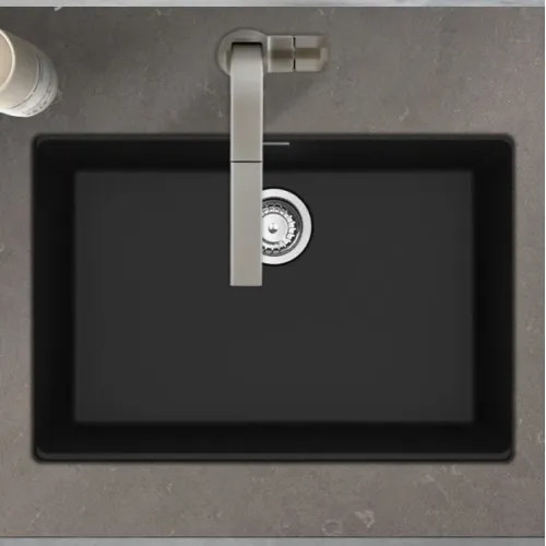 Franke Maris 27" x 19" Undermount Single-Bowl Kitchen Sink w/ Basket Strainer, Granite, Matte Black - MAG11025-MBK-S (125.0687.163)