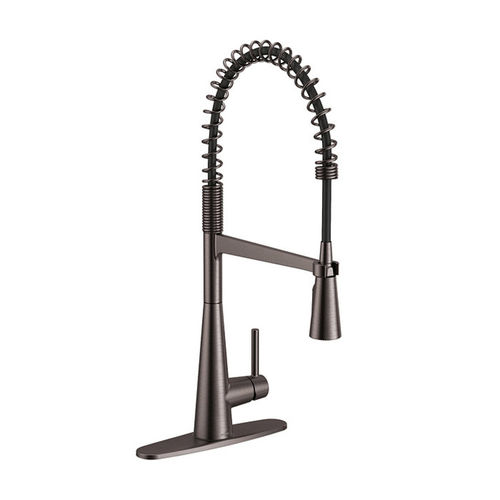 Moen Sleek Single Handle Semi Pro Kitchen Faucet, MotionSense Wave, Black Stainless - 5925EWBLS