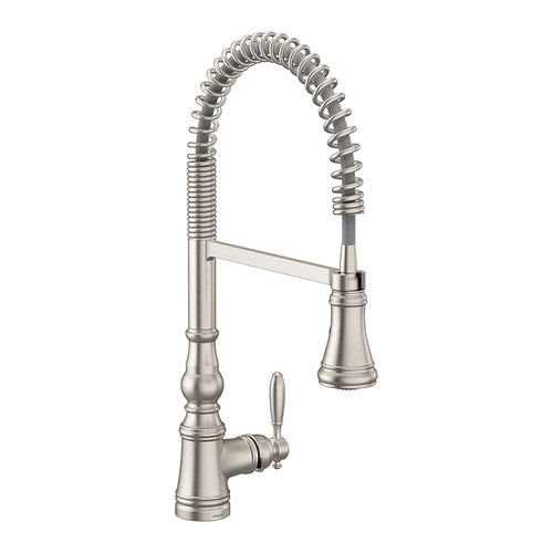 Moen Weymouth Single Handle Semi Pro Spring Pulldown Kitchen Faucet, MotionSense Wave, Spot Resist Stainless - S73104EWSRS