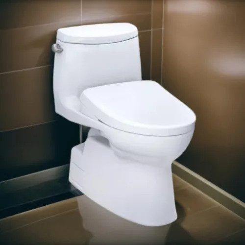 TOTO Carlyle II One-Piece Toilet with WASHLET  (S7A), Elongated, Universal Height, Auto Flush, 1.28 GPF, Cotton White - MW6144736CEFGA#01