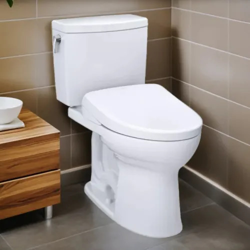 TOTO Drake II 1G WASHLET  Two-Piece Toilet with S7A Bidet Seat, Auto-Open/Close, 1.0 GPF, Auto-Flush, Cotton White - MW4544736CUFGA#01