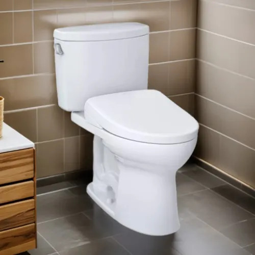 TOTO Drake II WASHLET  Two-Piece Toilet with S7 Bidet Seat, 1.28 GPF, Auto-Flush, Cotton White - MW4544726CEFGA#01