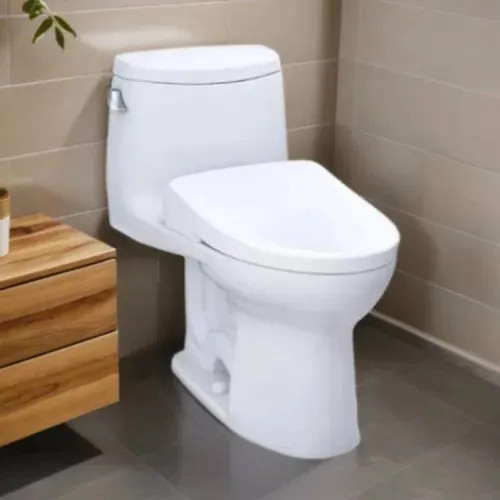 TOTO UltraMax II WASHLET  One-Piece Toilet with S7A Bidet Seat, Auto-Open/Close, 1.28 GPF, Cotton White - MW6044736CEFG#01