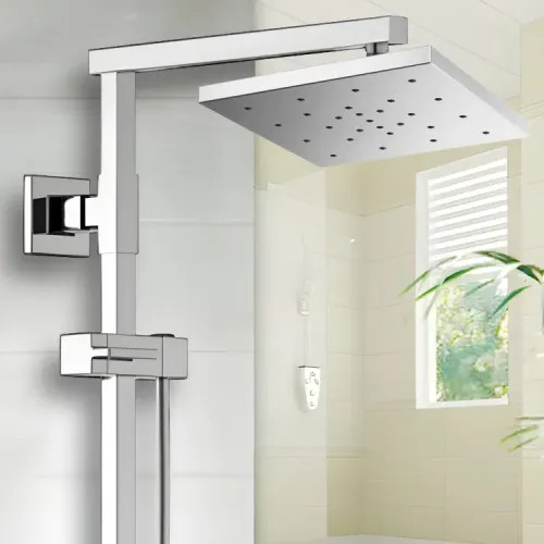 Brizo Essential 14" Raincan Shower Head, Square, Single-Function, H2Okinetic, Touch-Clean, 2.5 GPM, Polished Chrome - 81986-PC-2.5