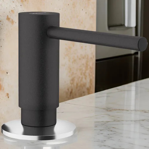 Franke Active 10oz Soap and Lotion Dispenser, Round, Deck Mount, Brass, Onyx - ACT-SD-ONY (119.0565.112)