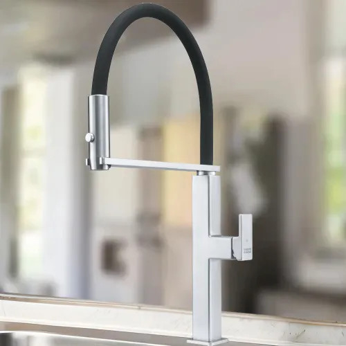 Franke Centinox 19" Semi-Pro Kitchen Faucet, Lever Handle, 1.75 GPM, Intuitive Docking, Stainless Steel - CEN-SP-304 (115.0547.857)