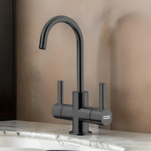 Franke Eos Neo Two-Handle Beverage Faucet for Hot and Cold Filtered Water, 1.75 GPM, Industrial Black, EOS-HC-IBK - (120.0685.376)