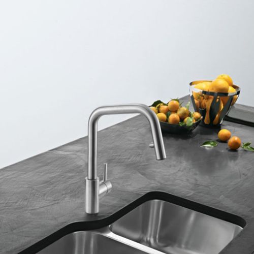 Franke Kubus 15" Single Handle Pull-Down Kitchen Faucet, Lever Handle, 1.75 GPM, Stainless Steel - KUB-PD-304 (115.0529.209)