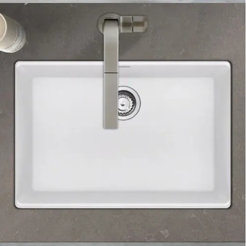 Franke Maris 27" x 19" Undermount Single-Bowl Kitchen Sink w/ Basket Strainer, Granite, Polar White - MAG11025-PWT-S (125.0687.167)