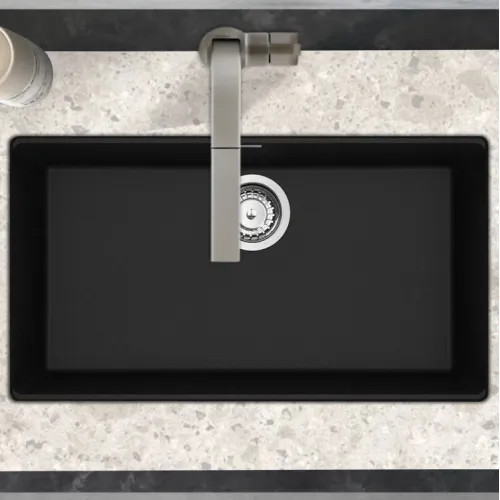Franke Maris 30" x 19" Undermount Kitchen Sink w/ Basket Stainer, Granite, Onyx - MAG11028-ONY-S (125.0687.158)