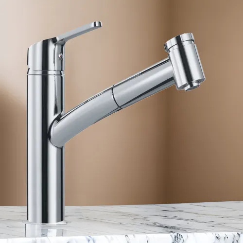 Franke Smart Single Handle Pull-Out Kitchen Faucet, 150-Degree Swivel Spout, 1.75 GPM, Polished Chrome - SMA-PO-CHR