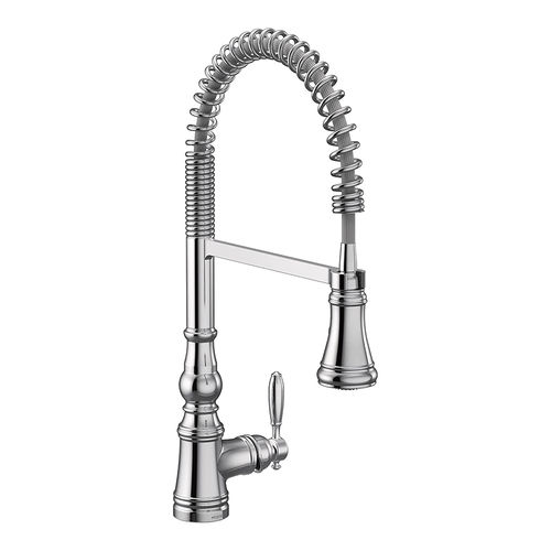 Moen Weymouth Single Handle Semi Pro Spring Pulldown Kitchen Faucet, MotionSense Wave, Chrome - S73104EWC