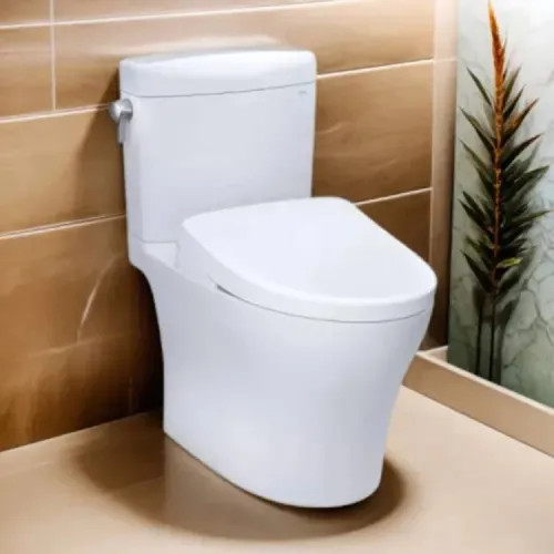 TOTO Aquia IV Cube WASHLET  Two-Piece Toilet with S7 Bidet Seat, 1.28/0.9 GPF, Auto-Flush, Cotton White - MW4364726CEMFGNA#01