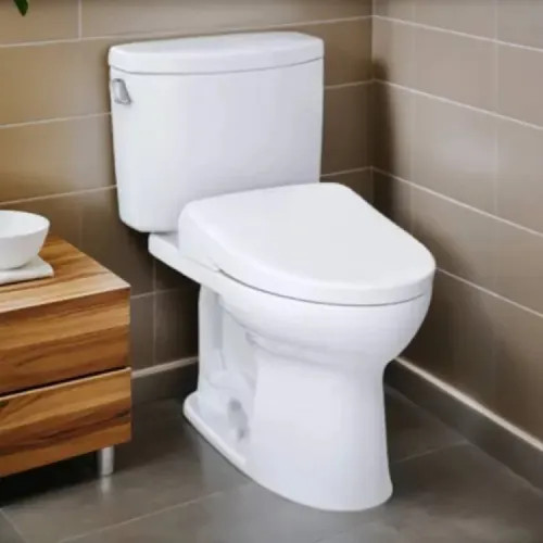 TOTO Drake II WASHLET  Two-Piece Toilet with S7A Bidet Seat, Auto-Open/Close, 1.28 GPF, Auto-Flush, Cotton White - MW4544736CEFGA#01