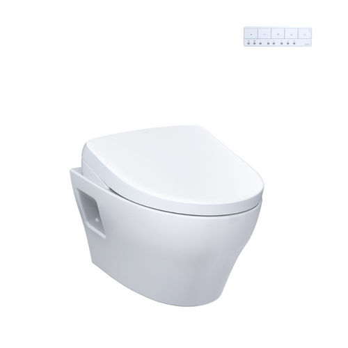 TOTO EP WASHLET  Wall-Hung Toilet with S7A Bidet Seat, Auto-Open/Close, 1.28/0.9 GPF, Auto-Flush, Cotton White w/ Silver - CWT4284736CMFGA#MS