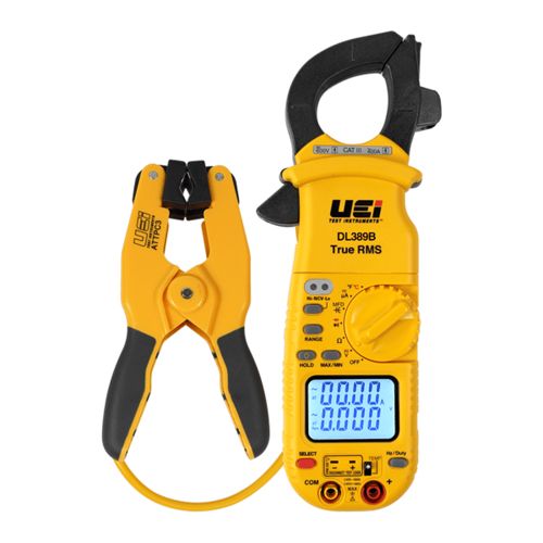 UEi True RMS Dual Display HVAC/R Clamp Meter with ATTPC3 K-Type Pipe Clamp Probe - DL389BCOMBO