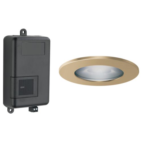 Brizo Mystix Chromatherapy System and High-powered Light Fixture (LED) with 4in Luxe Gold Trim Ring, Lumicoat Technology - 8SP-MU-4-GL-L