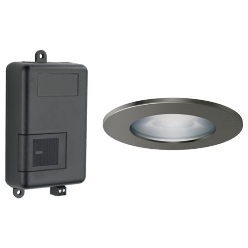 Brizo Mystix Chromatherapy System and High-powered Light Fixture (LED) with 4in Luxe Steel Trim Ring, Lumicoat Technology - 8SP-MU-4-SL-L
