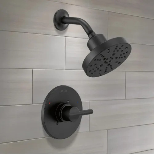 Delta Nicoli Monitor 14 Series Shower Faucet with 5-Setting Rain Showerhead, H2Okinetic, Touch-Clean, ADA, 1.75 GPM, Matte Black - 142749-BL