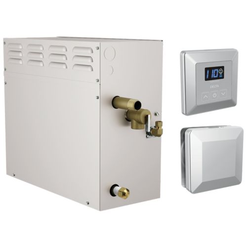 Delta SimpleSteam Chrome Steam Generator Kit with Square-Shaped Controller/ Steamhead and a 35-foot Power Cable, 15kW - 5P-EST15-PR