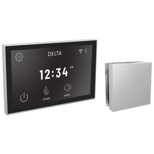 Delta SteamScape Deluxe System Steam Package with 3in Chrome Square-Shaped Steam Head, Lumicoat Technology, 12 User Presets - 5CH-550L-PR