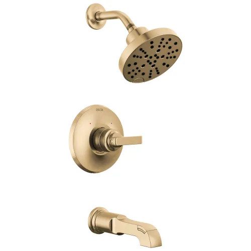 Delta Tetra Monitor 14 Pressure Balance Tub And Shower Trim, WaterSense, 1.75 GPM, ADA, Lever Handle, Lumicoat Champagne Bronze - T14489-CZ-PR