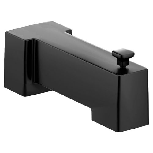 Moen 7-1/4-inch Wall Mounted Matte Black Diverter Tub Spout, 1/2-inch Connection Size, Slip-Fit - S3896BL