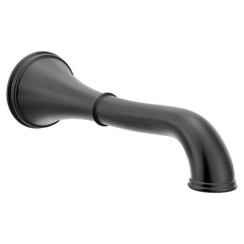 Moen Belfield 10-inch Wall Mounted Matte Black Non-Diverting Tub Filler with Ultra Thin Design, 1/2-inch Connection Size, M-PACT Valve System - TF193371BL