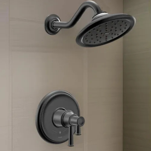 Moen Belfield 7" Raincan Shower Faucet, Lever Handle, Single Function, M-Core 4, Thermostatic Cartridge, 1.75 GPM, Matte Black - UT4312EPBL