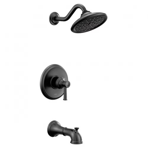Moen Belfield M-Core 2-Series Tub/Shower Faucet with 1.75 Rainshower, 1-Function, Single Lever Handle, M-PACT, Immersion, Matte Black - UT2313EPBL