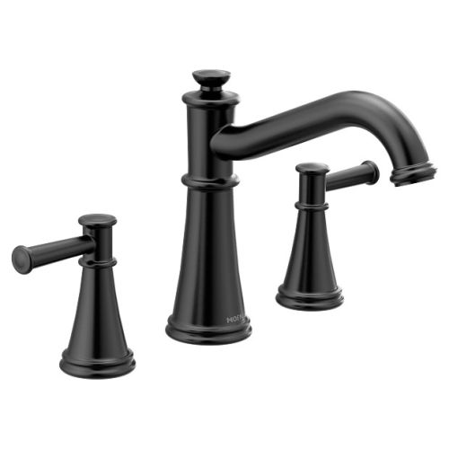 Moen Belfield Two-Handle Metal Roman Tub Faucet, Lever Handles, 10in Center, Matte Black - T9023BL